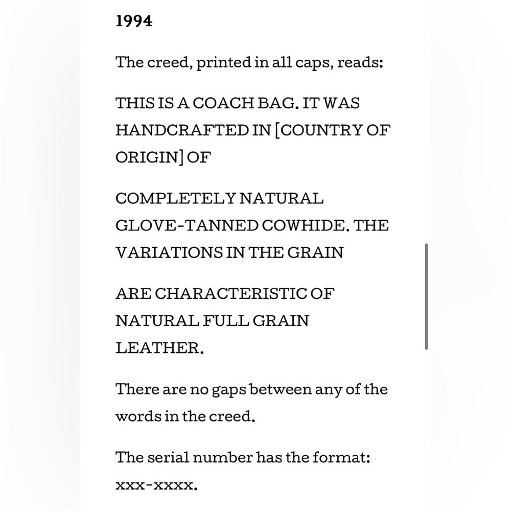 Coach How To Read Your Creed Like this for reference - Picture 6 of 16